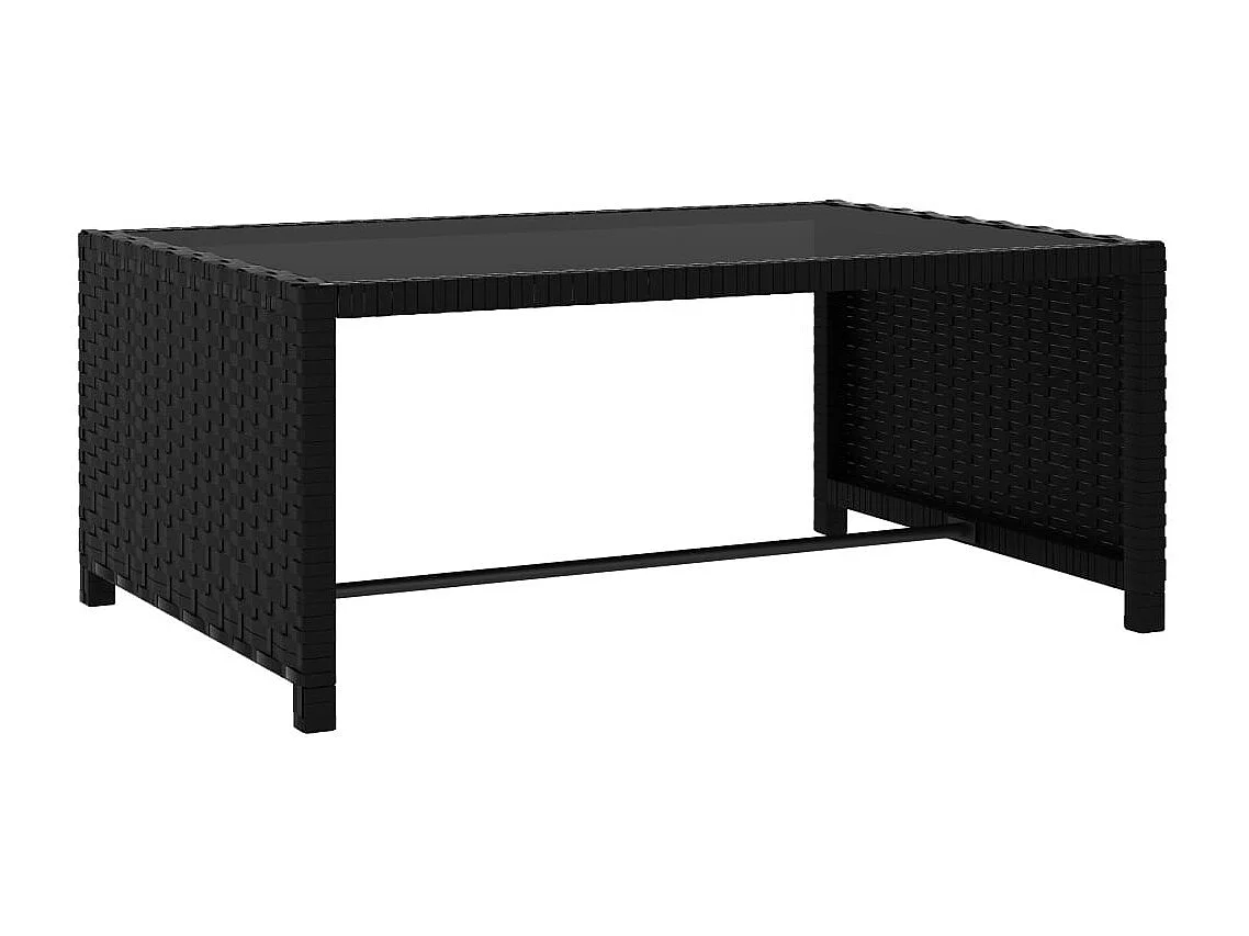 Chaises longues 2 pcs avec table Résine tressée Noir 2