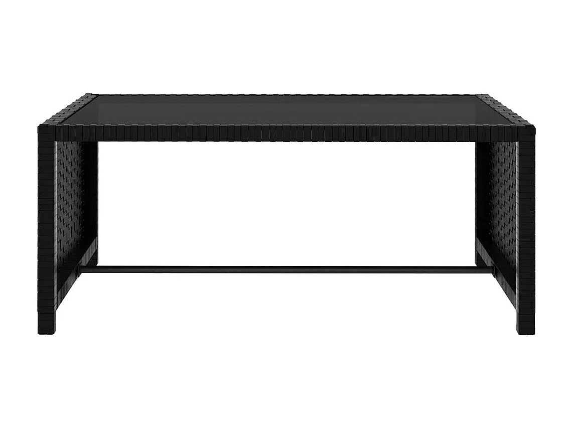 Chaises longues 2 pcs avec table Résine tressée Noir 2