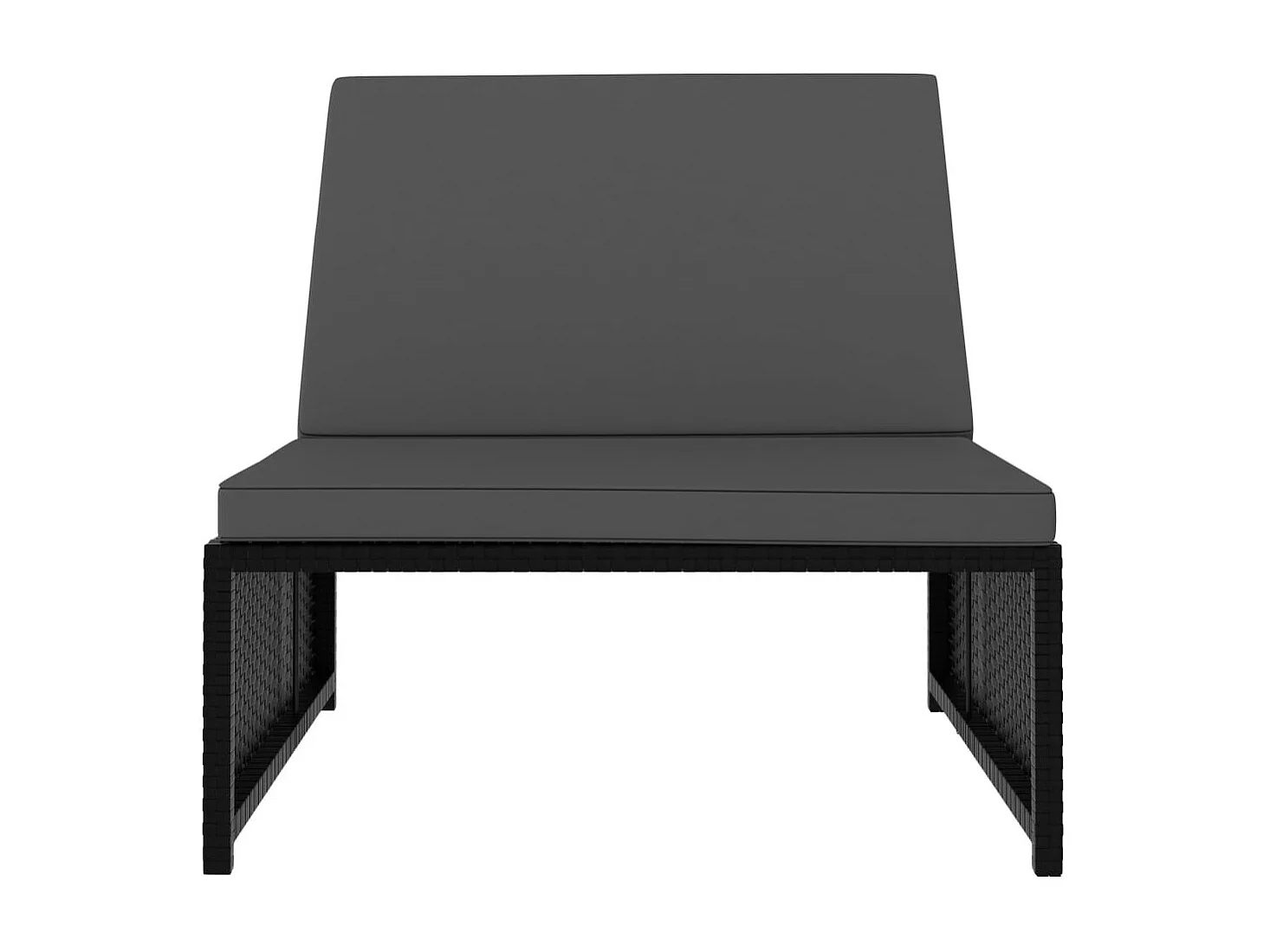Chaises longues 2 pcs avec table Résine tressée Noir 2
