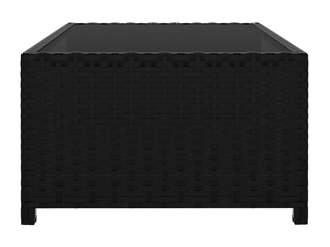 Chaises longues 2 pcs avec table Résine tressée Noir 2