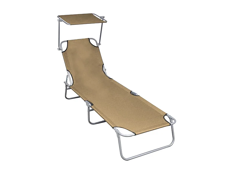 Chaise longue pliable avec auvent Taupe Aluminium