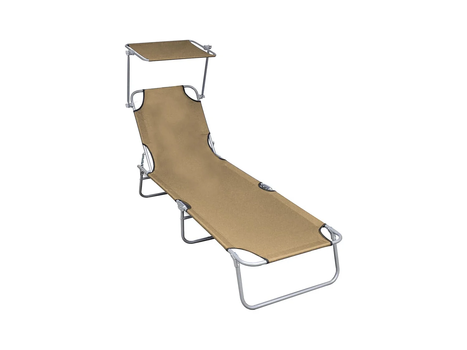 Chaise longue pliable avec auvent Taupe Aluminium