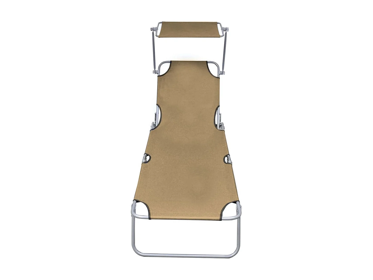Chaise longue pliable avec auvent Taupe Aluminium