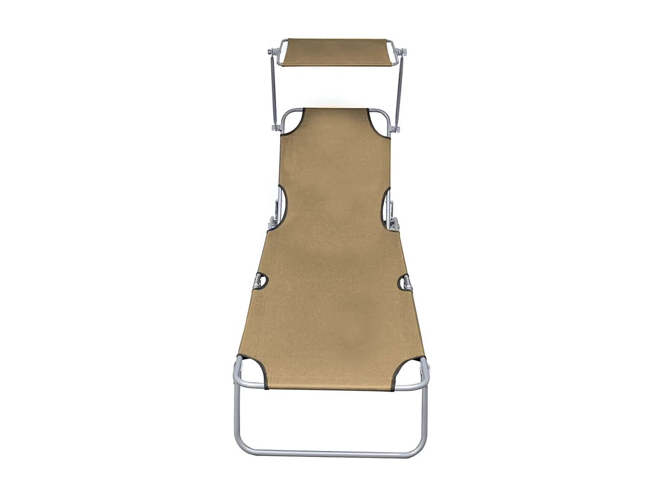 Chaise longue pliable avec auvent Taupe Aluminium