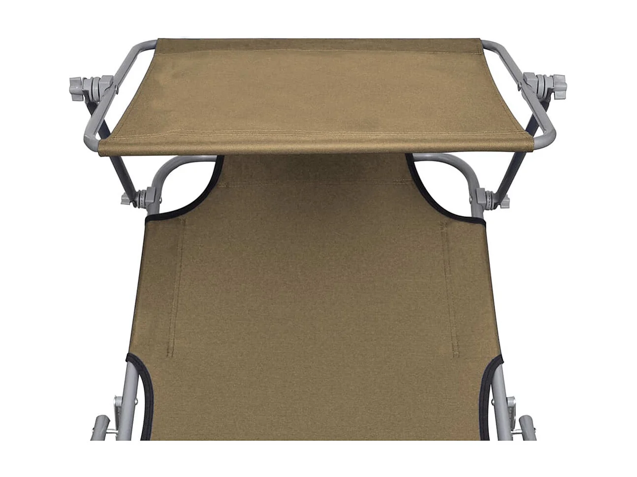Chaise longue pliable avec auvent Taupe Aluminium