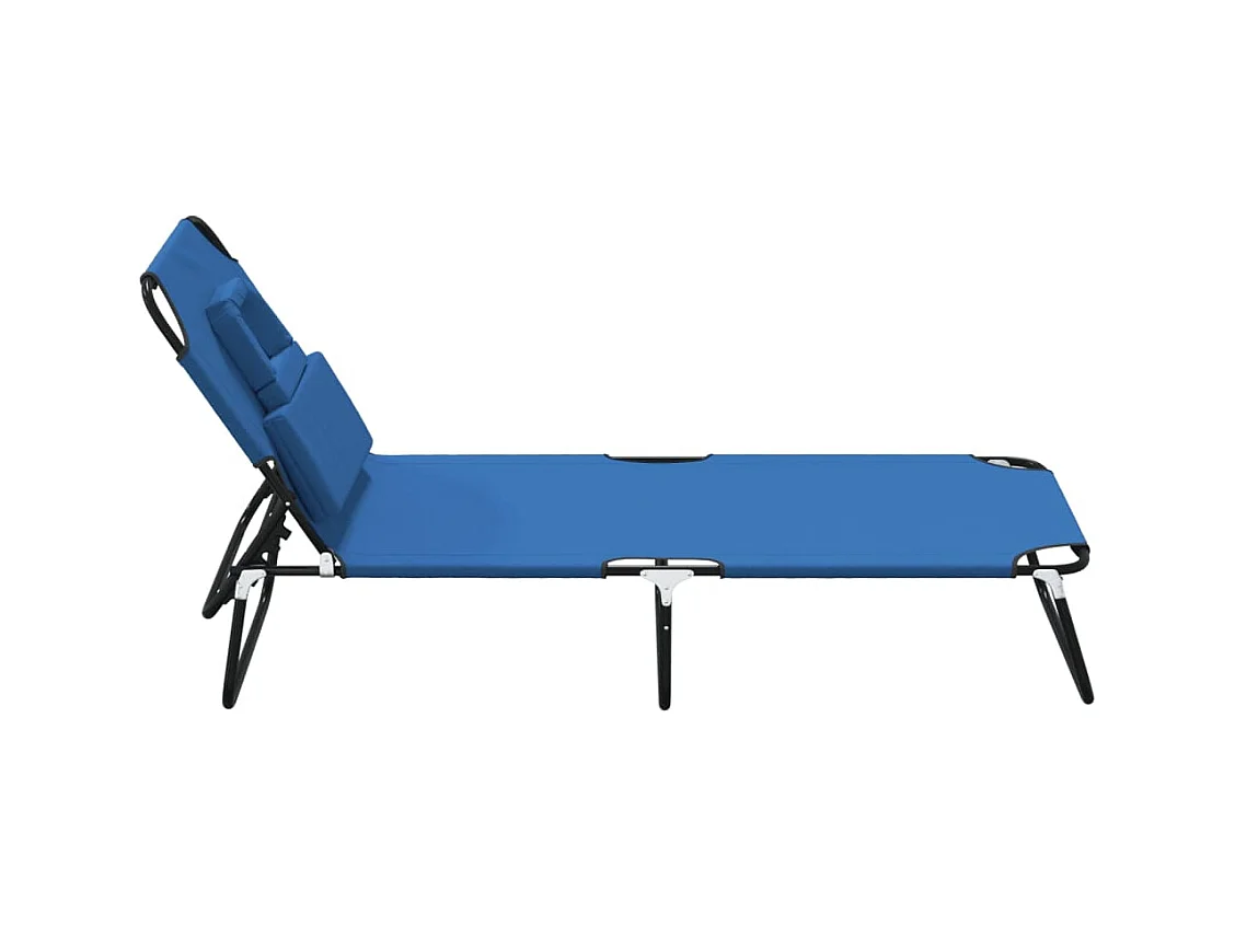 Chaise longue pliante bleu tissu oxford acier enduit de poudre