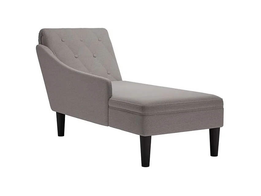 Fauteuil long avec coussin et accoudoir droit taupe tissu