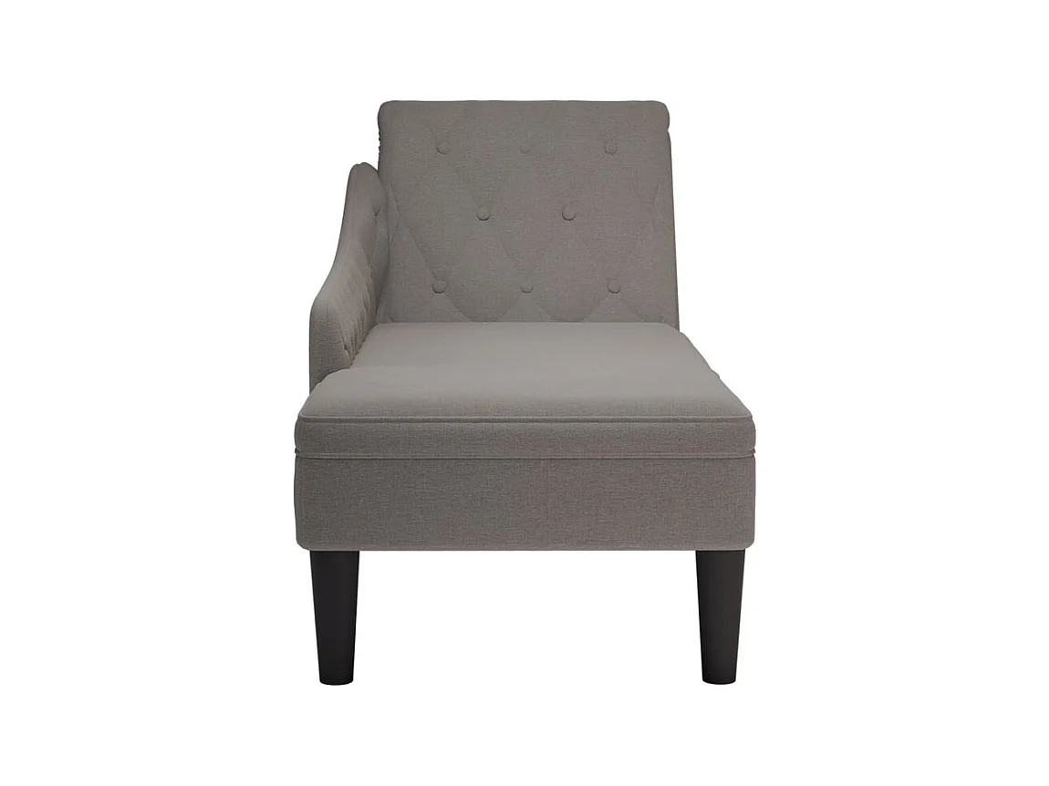 Fauteuil long avec coussin et accoudoir droit taupe tissu
