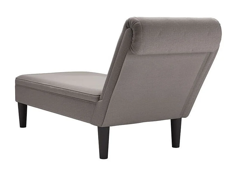 Fauteuil long avec coussin et accoudoir droit taupe tissu