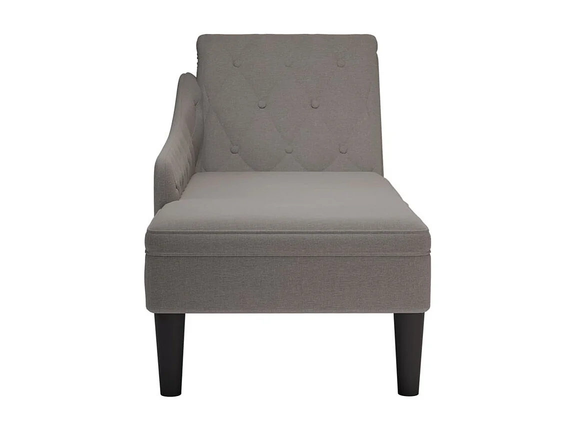 Fauteuil long avec coussin et accoudoir droit taupe tissu