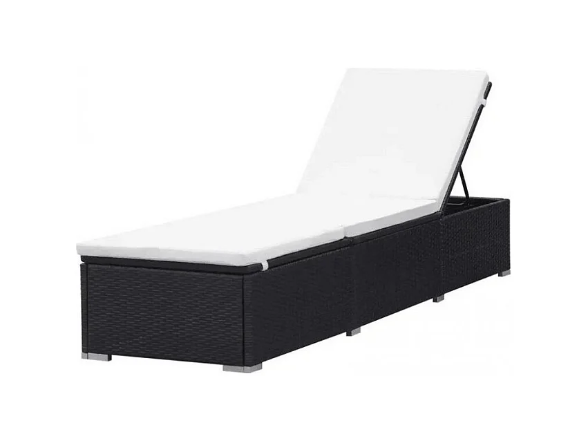 Chaise longue polyester blanc et résine noire Imia - Lot de 2