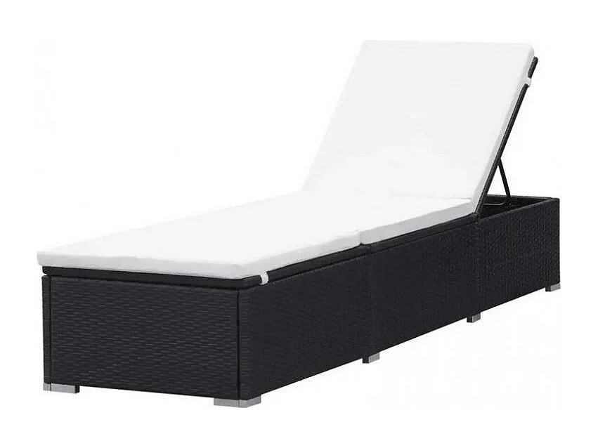 Chaise longue polyester blanc et résine noire Imia - Lot de 2