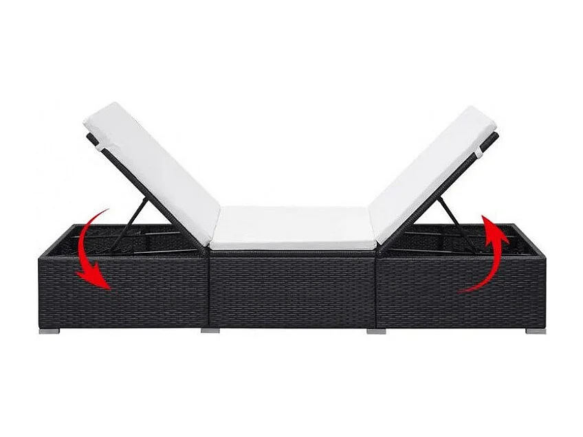 Chaise longue polyester blanc et résine noire Imia - Lot de 2