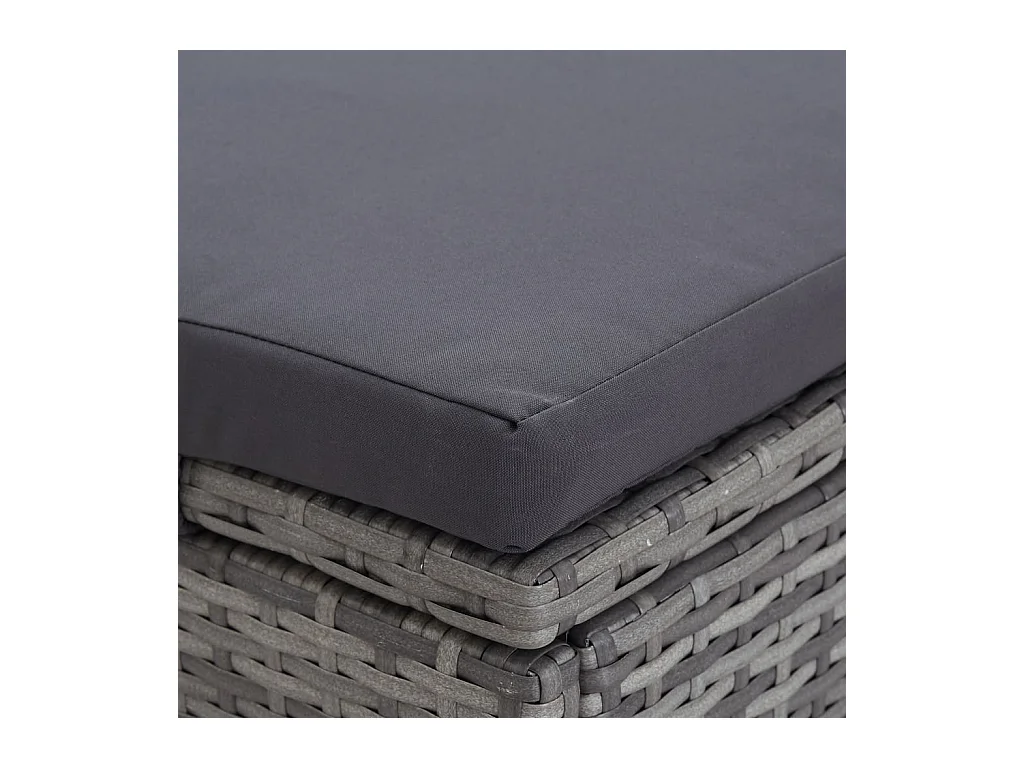 Transat à 2 places avec coussin Résine tressée Gris