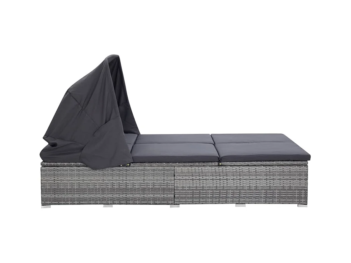 Transat à 2 places avec coussin Résine tressée Gris