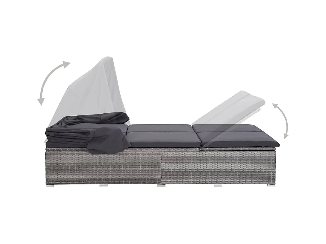 Transat à 2 places avec coussin Résine tressée Gris