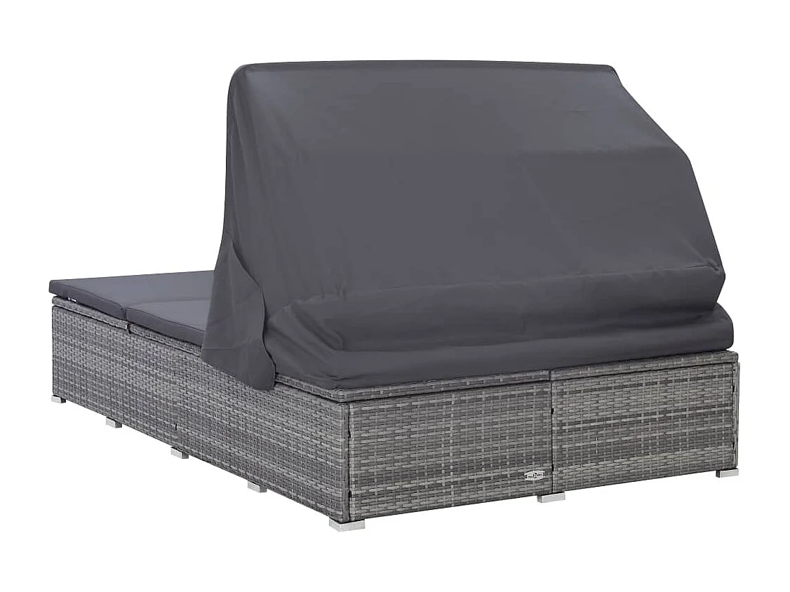 Transat à 2 places avec coussin Résine tressée Gris