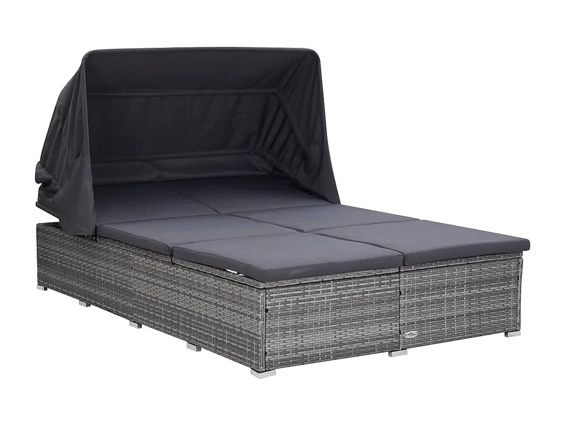 Transat à 2 places avec coussin Résine tressée Gris