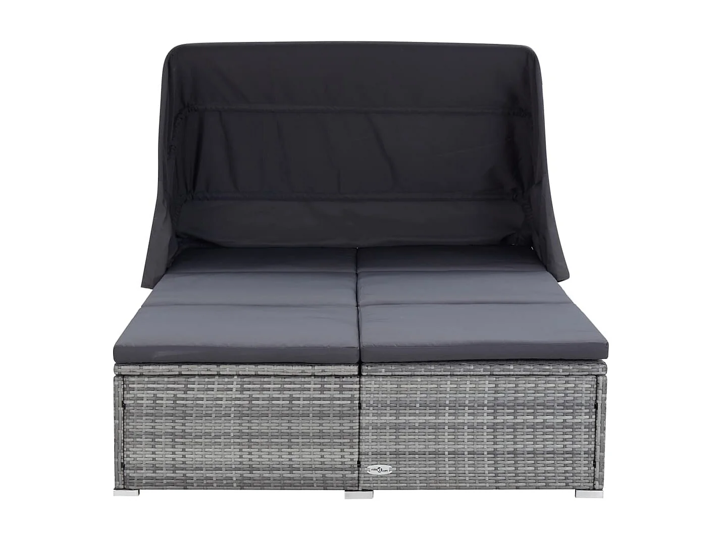 Transat à 2 places avec coussin Résine tressée Gris