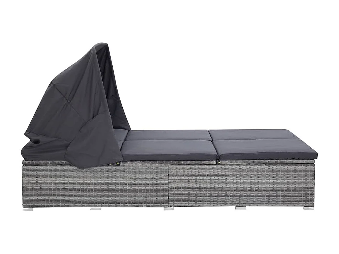 Transat à 2 places avec coussin Résine tressée Gris