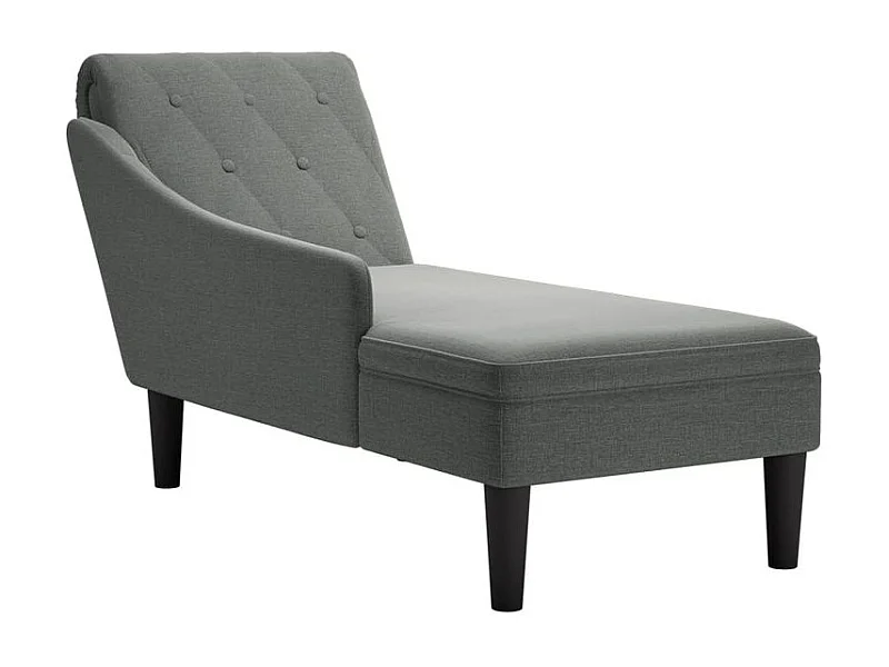 Fauteuil long avec coussin et accoudoir droit gris foncé tissu