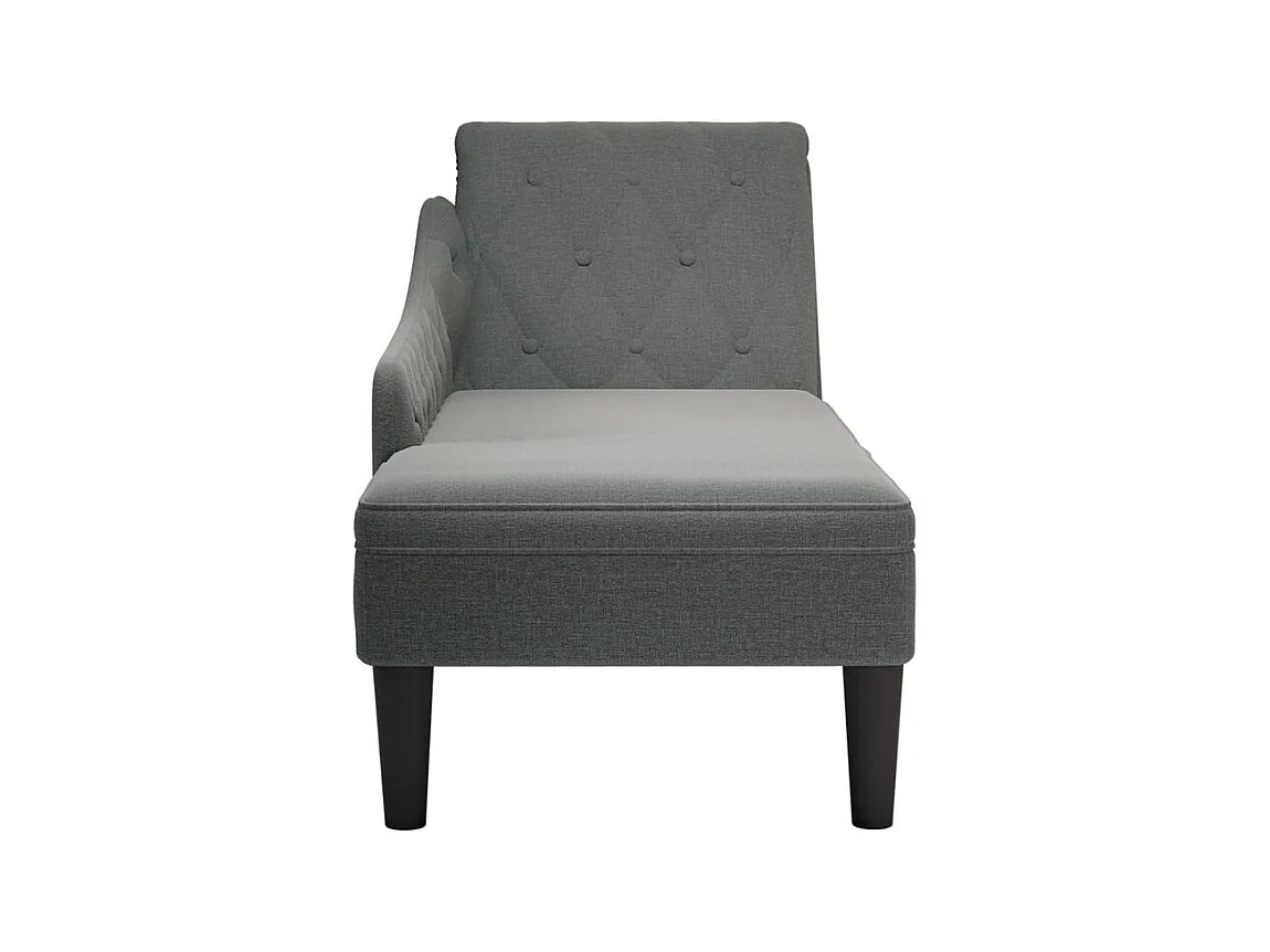 Fauteuil long avec coussin et accoudoir droit gris foncé tissu
