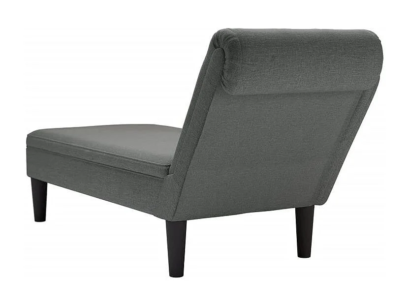 Fauteuil long avec coussin et accoudoir droit gris foncé tissu