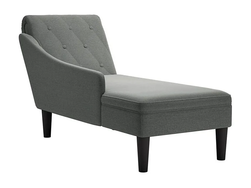 Fauteuil long avec coussin et accoudoir droit gris foncé tissu
