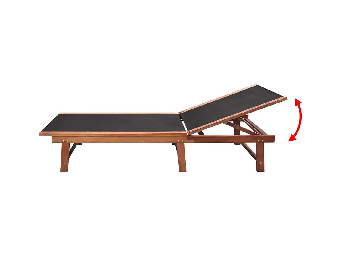 Chaises longues 2pcs et table Bois d'acacia solide et textilène