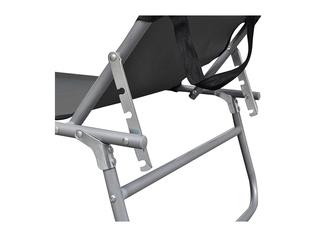 Chaise longue pliable avec auvent Gris Aluminium