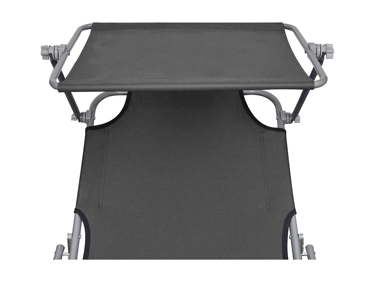 Chaise longue pliable avec auvent Gris Aluminium
