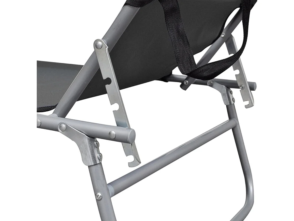 Chaise longue pliable avec auvent Gris Aluminium
