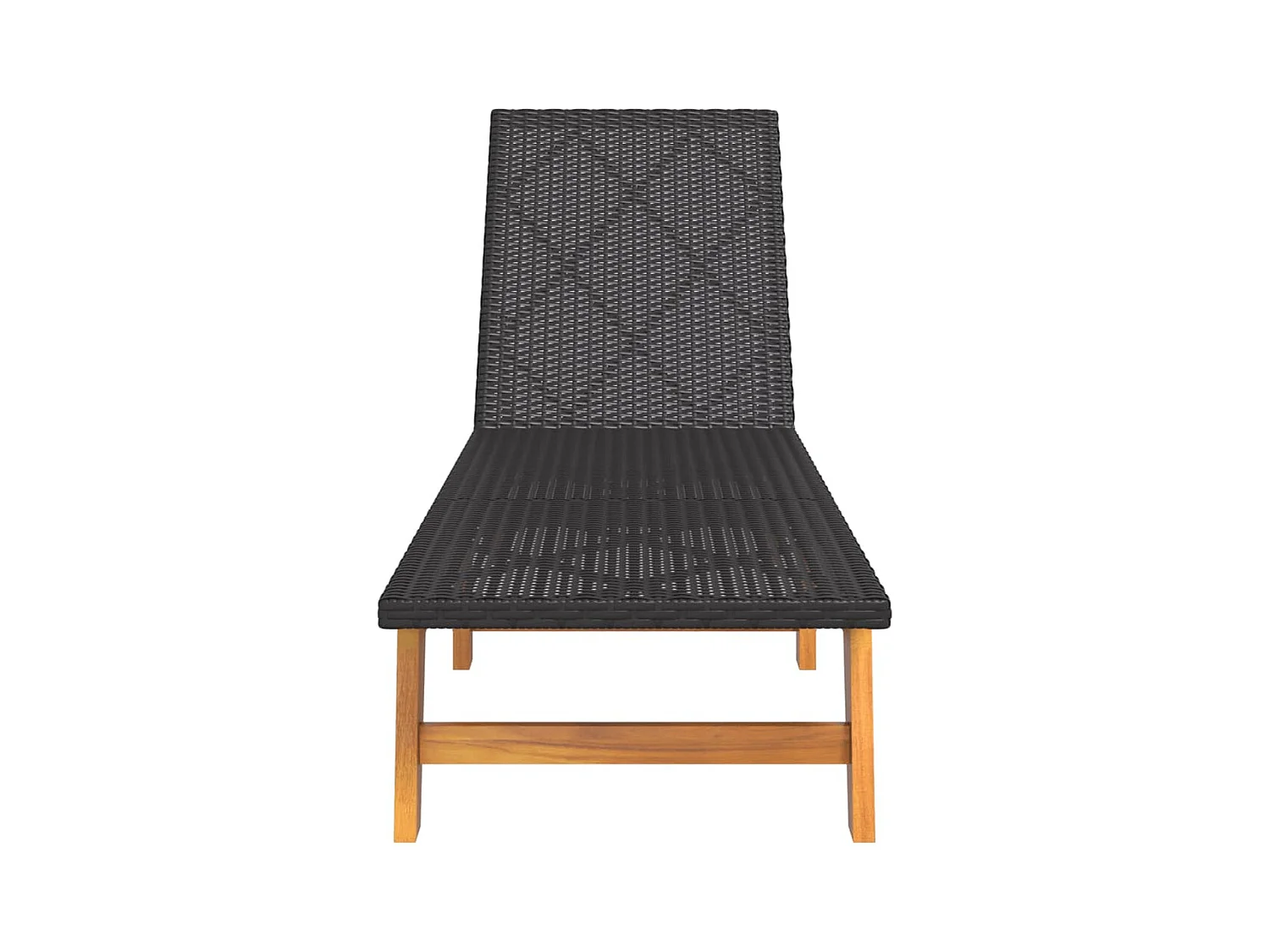 Chaises longues 2 pcs noir-marron résine tressée-bois d'acacia