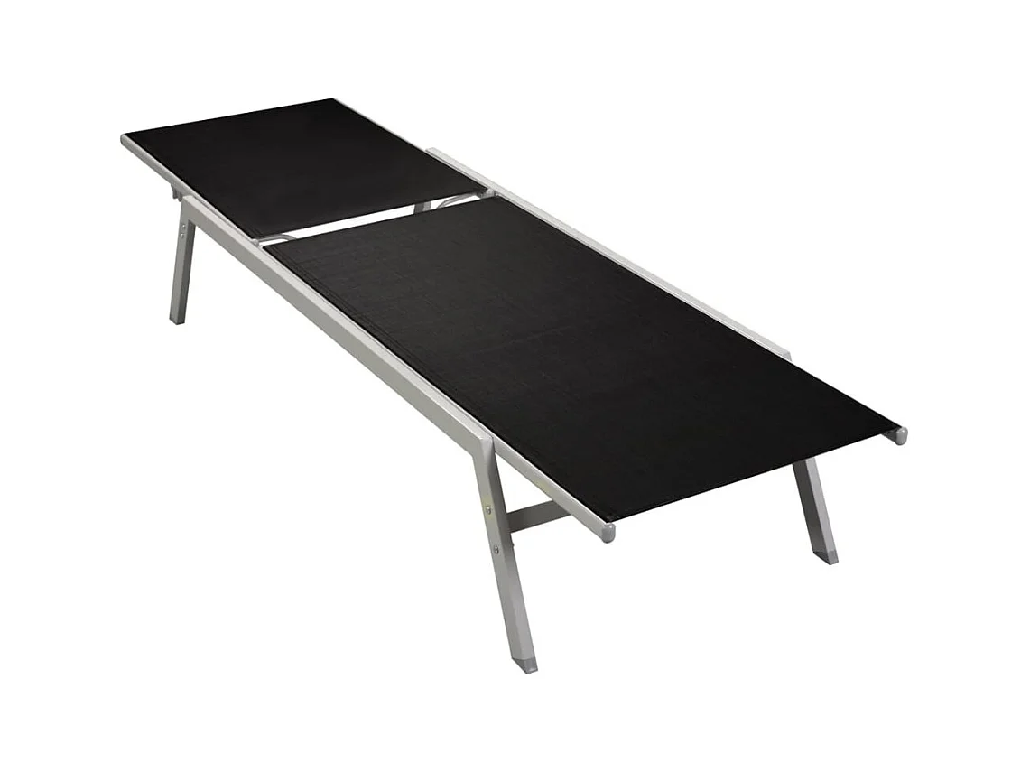 Chaise longue Acier et textilène Noir 2