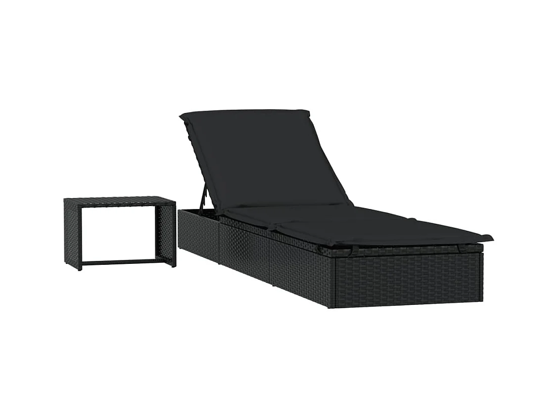 Transat 1 pc avec table noir résine tressée