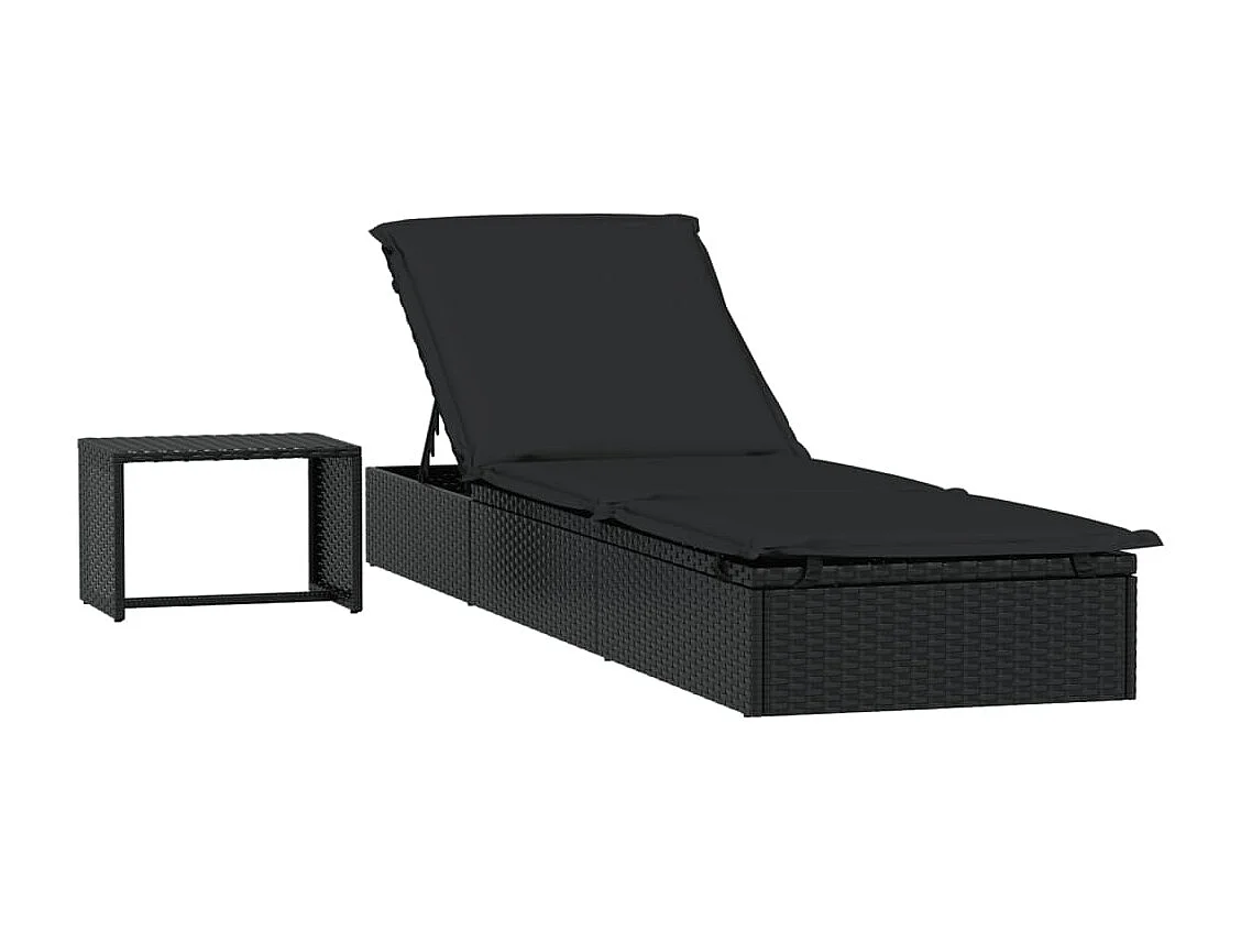 Transat 1 pc avec table noir résine tressée