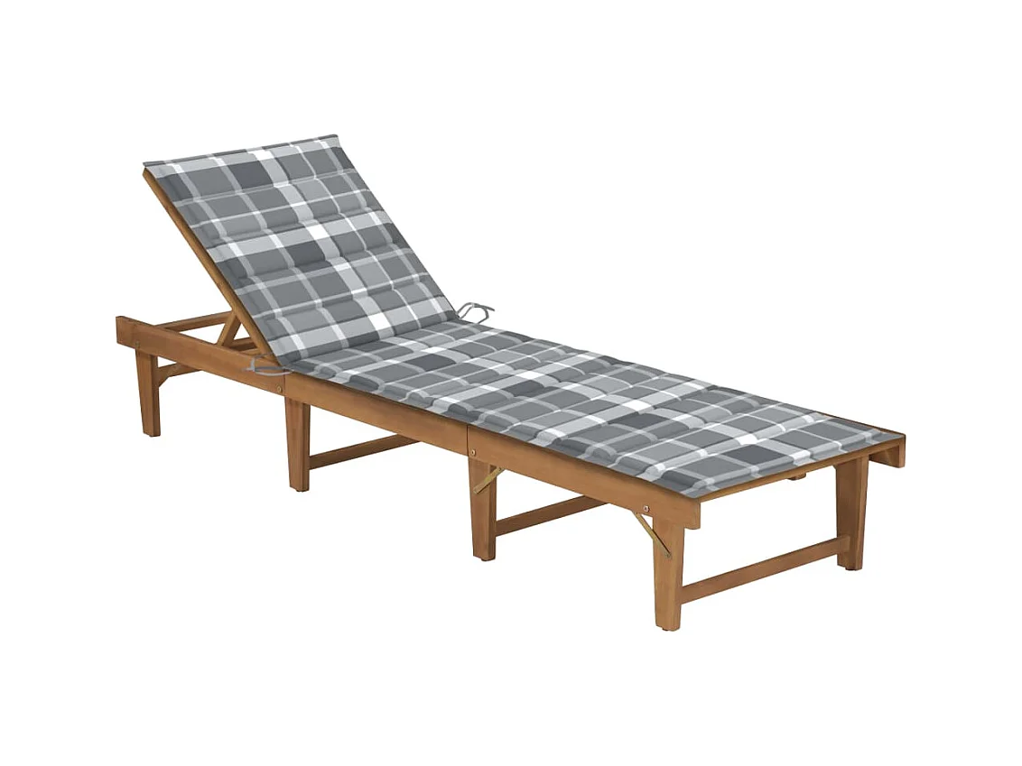 Chaise longue pliable avec coussin Bois d'acacia solide 8