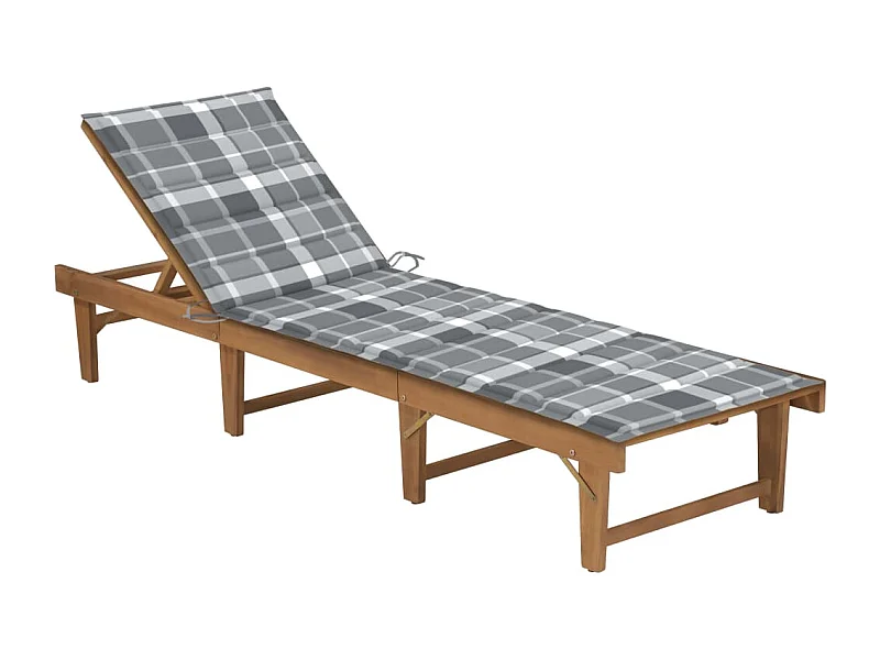 Chaise longue pliable avec coussin Bois d'acacia solide 8