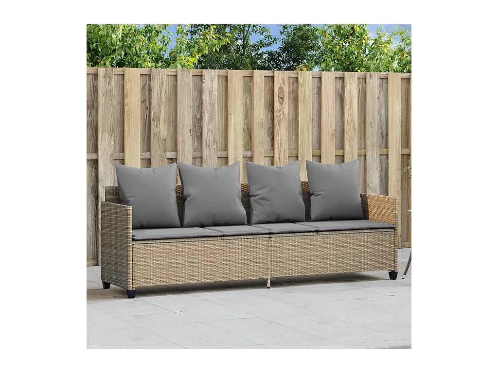 Chaise longue avec coussins beige résine tressée