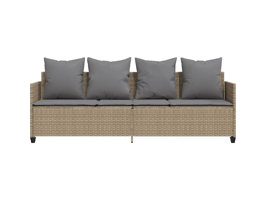 Chaise longue avec coussins beige résine tressée