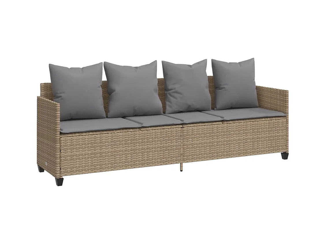 Chaise longue avec coussins beige résine tressée