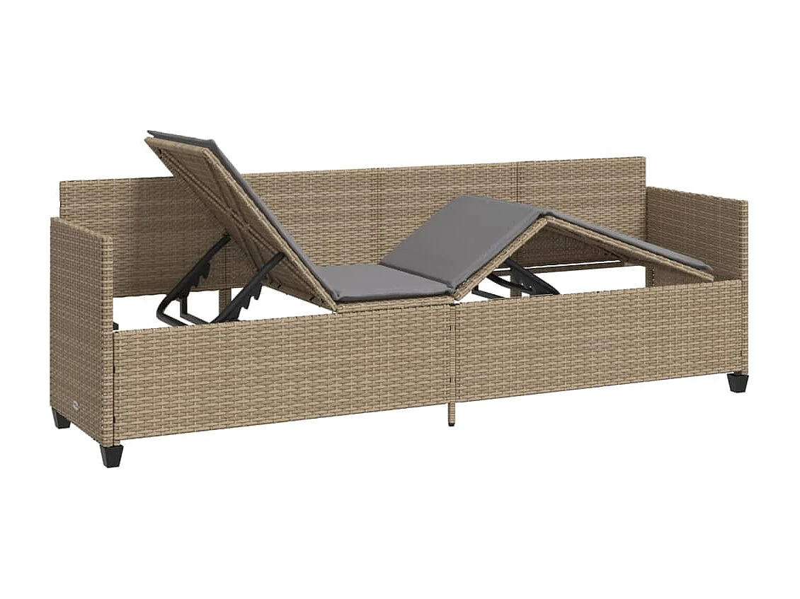 Chaise longue avec coussins beige résine tressée