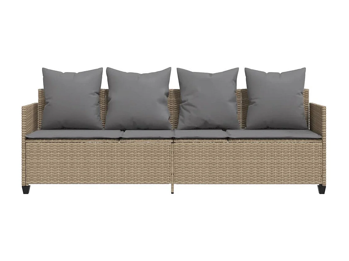 Chaise longue avec coussins beige résine tressée