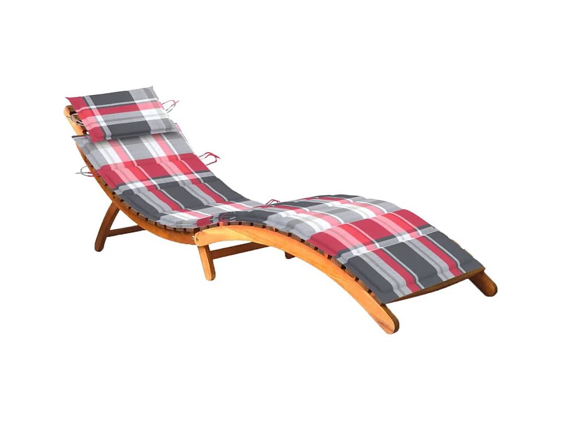 Chaise longue de jardin avec coussin Bois d'acacia solide