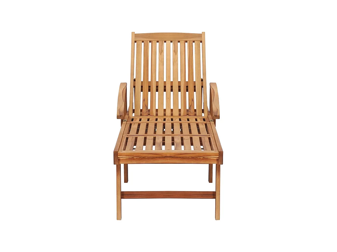 Chaise longue avec table et coussin Bois de teck solide 9