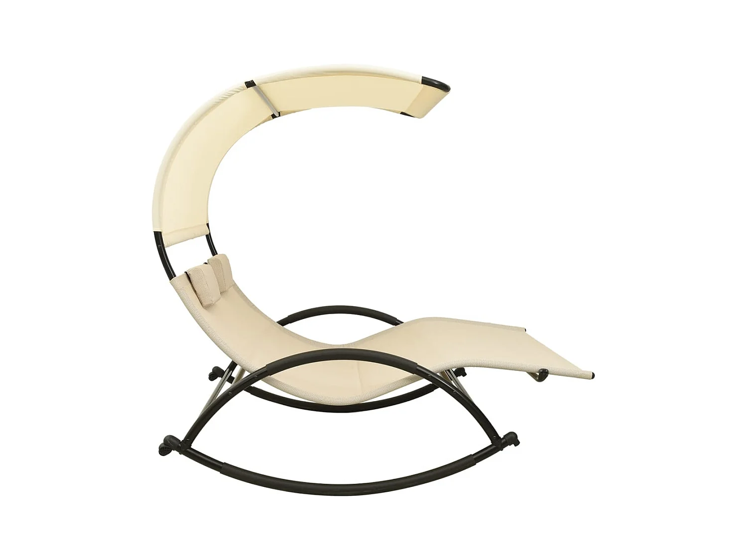 Chaise longue double avec auvent Textilène Crème 2