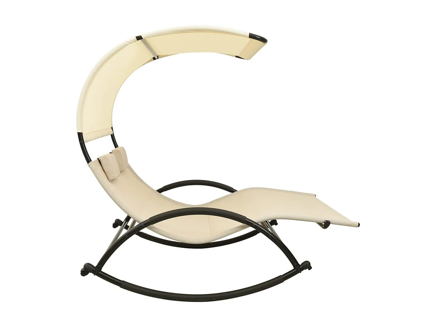 Chaise longue double avec auvent Textilène Crème 2