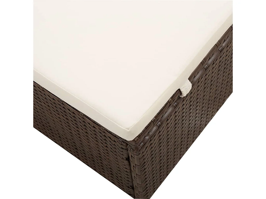 Chaise longue avec auvent et coussin Résine tressée Marron