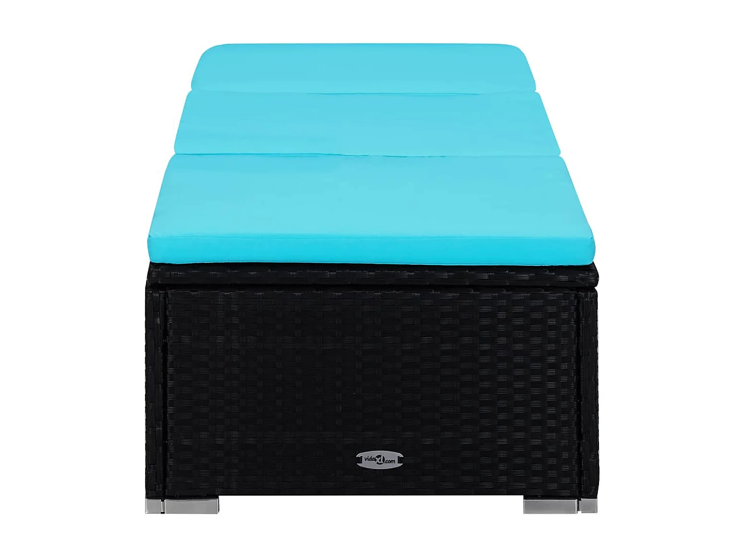 Chaise longue avec coussin et table à thé Résine tressée Bleu