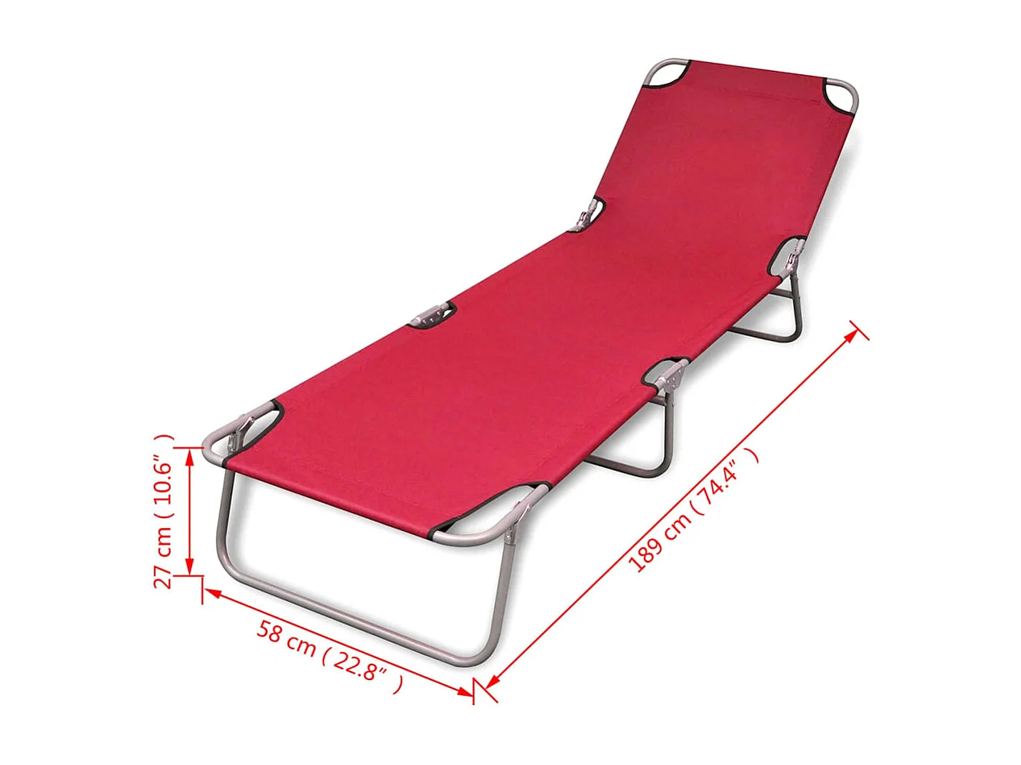 Chaise longue pliable Acier enduit de poudre Rouge
